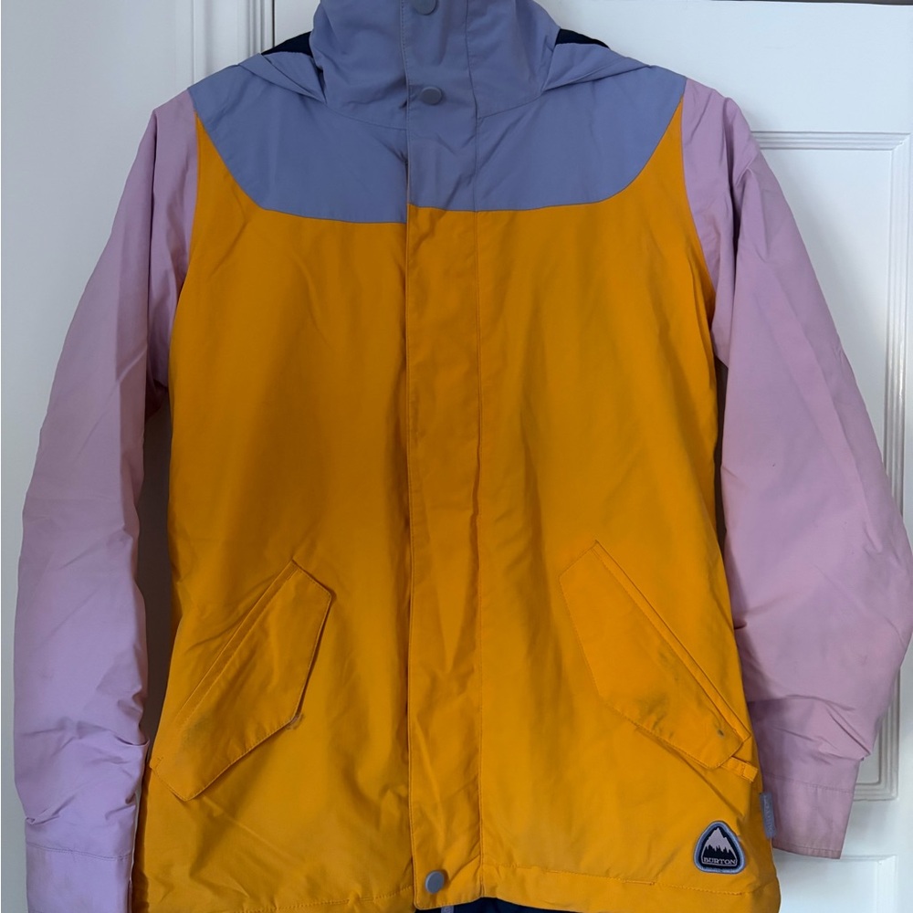 Kids Elodie Burton Snow Jacket - Yellow, Lavender & Gray - Size Large (12)